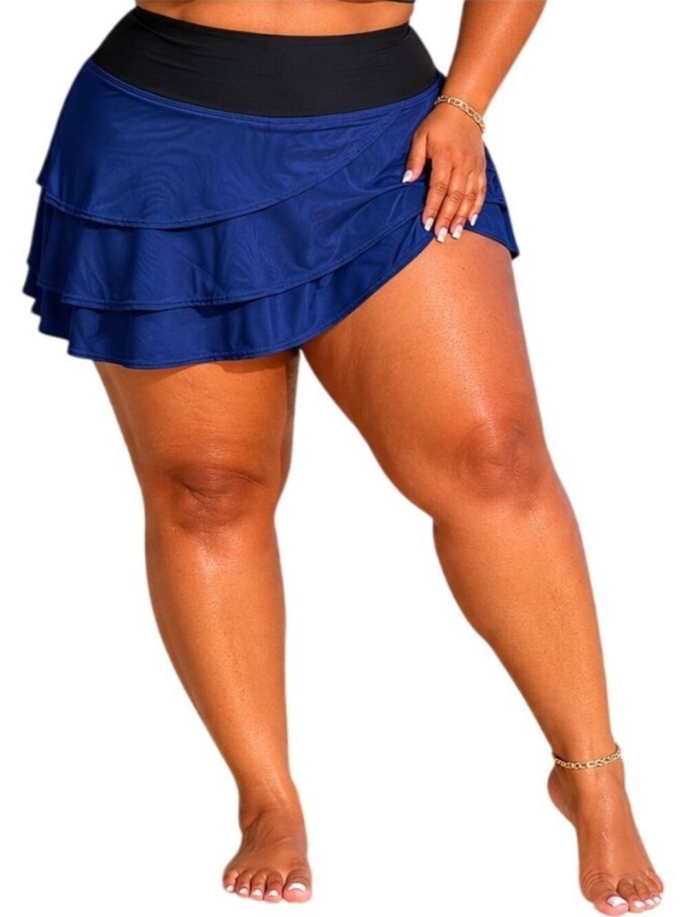 Aleumdr Plus Size 18W Swim Skirt Bottom Ruffle Design Elastic Waistband